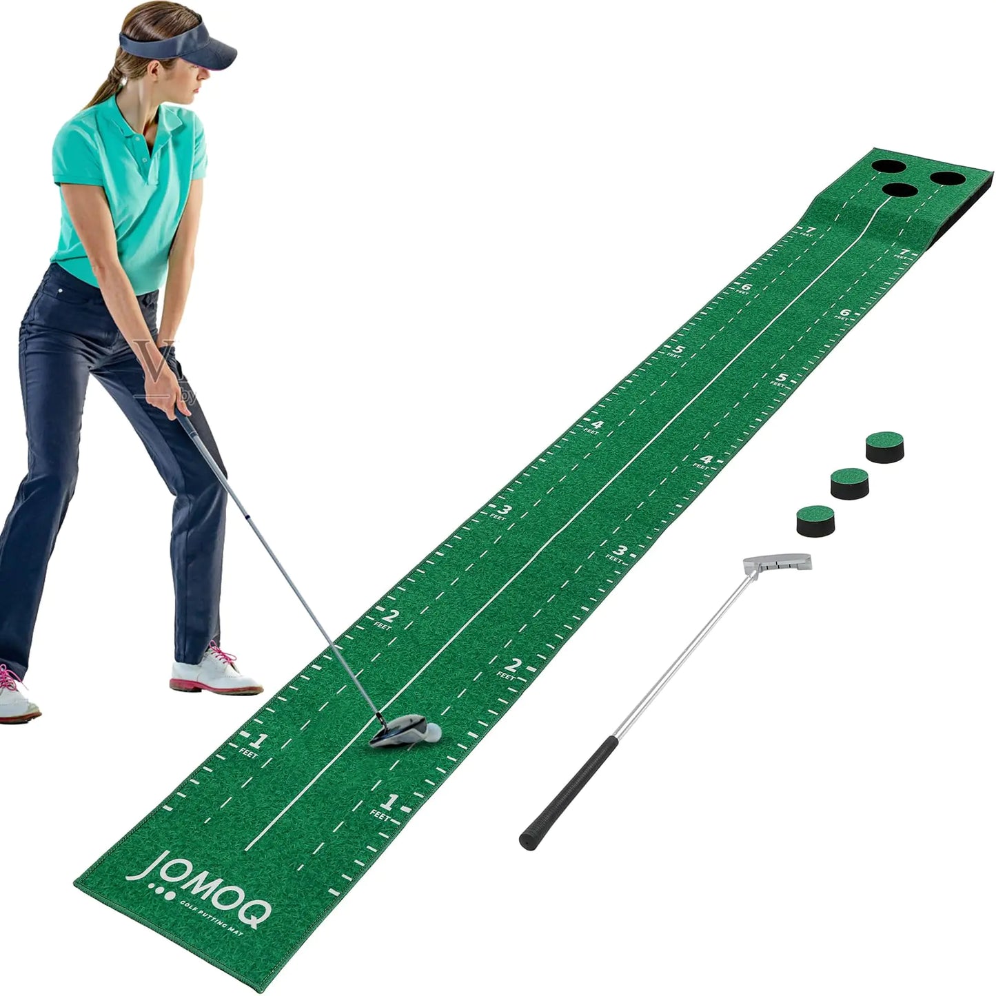 JOMOQ Golf Putting Green Indoor with 1 Putter Golf Pong Game Set Outdoor Mini Golf Set for Man Woman Golf Turf Putting Mat Practice Training Equipment Christmas New Year Gifts